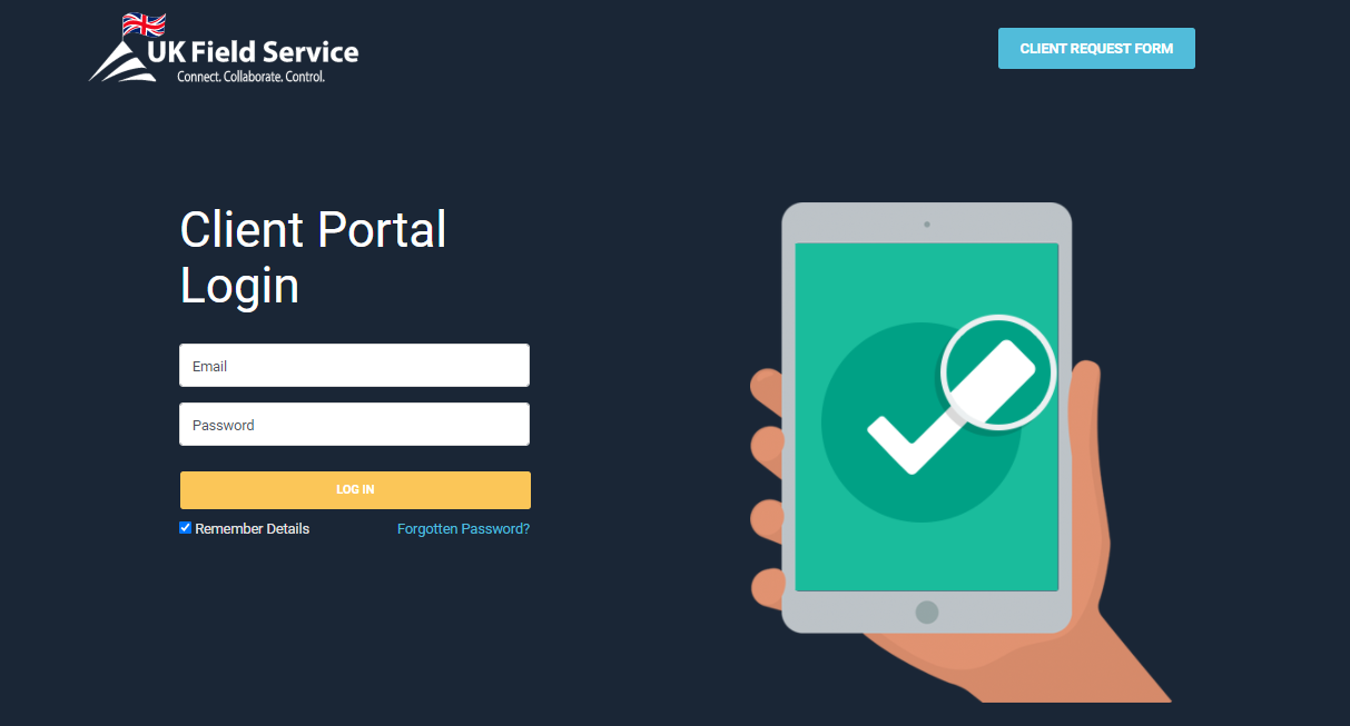 Client Portal login screen
