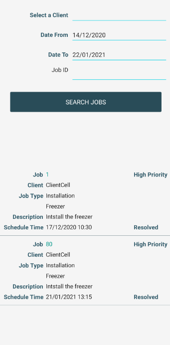 Job history search