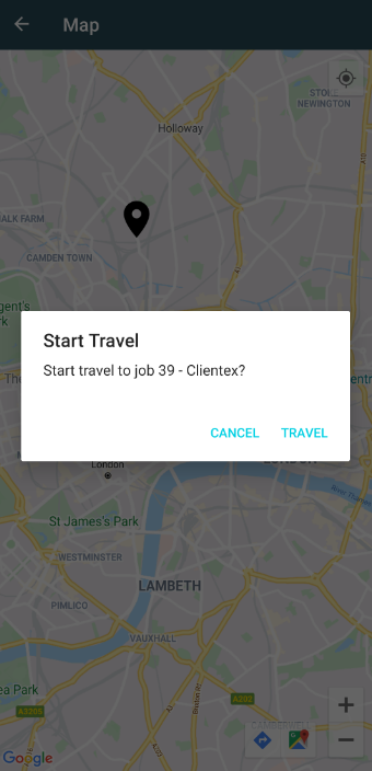 Start travel from the map view