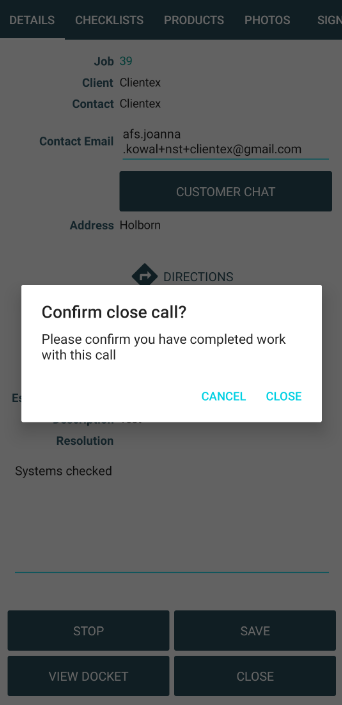 Resolve call confirmation