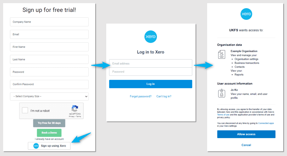 Sign up with Xero